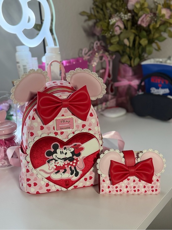 Disney Handbags - Disney Mickey & Minnie Valentines Loungefly Backpack and Wallet